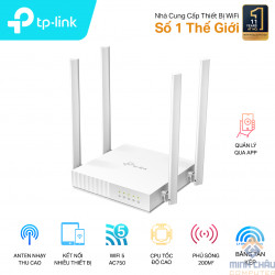 Bộ phát wifi TP-Link Archer C24 (Chuẩn AC/ AC750Mbps/ 4 Ăng-ten ngoài/ 25 User)