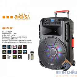 LOA KÉO a/d/s ADS HC-T15F Vỏ nhựa (2 MIC, Bluetooth/SD/FM/USB)