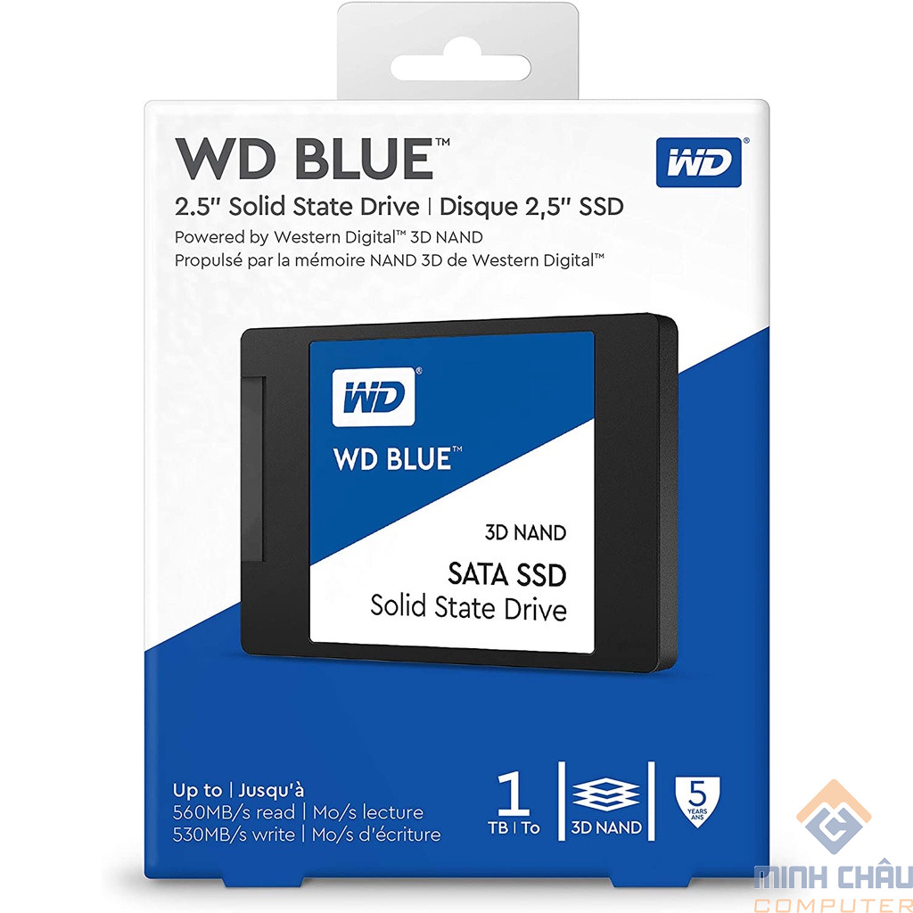 Ổ SSD Western Blue 1Tb SATA3 3D NAND (đọc: 560MB/s /ghi: 530MB/s)
